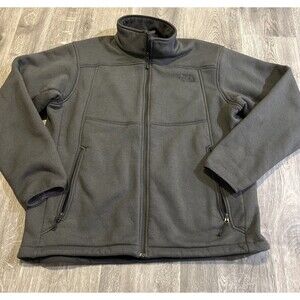 THE NORTH FACE Men's Jacket Full Zip Polartec Thermal Pro Fleece Logo Grey XL TG